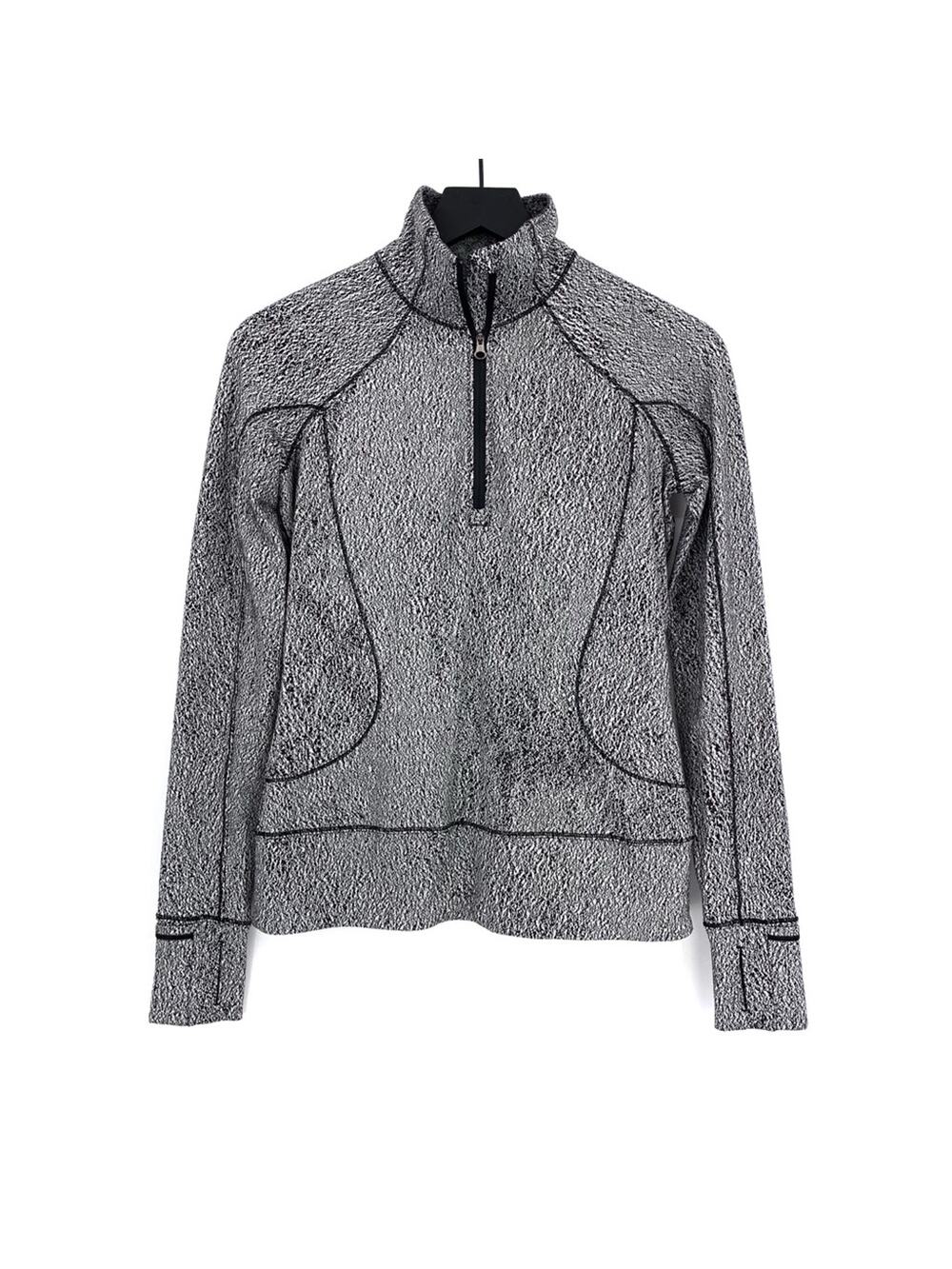 LULULEMON Rush Hour 1/2 Zip Running Luon Spray Jacquard White Black 4